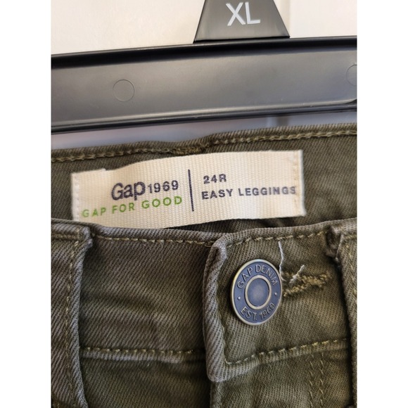 Gap 1969 Easy Leggings Olive Green Distressed Skinny Pants Womens Sz: 00 Regular - Picture 7 of 12